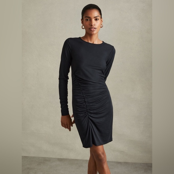 A.L.C Long Sleeve Ruched Black Dress - Size Medium - Picture 1 of 7